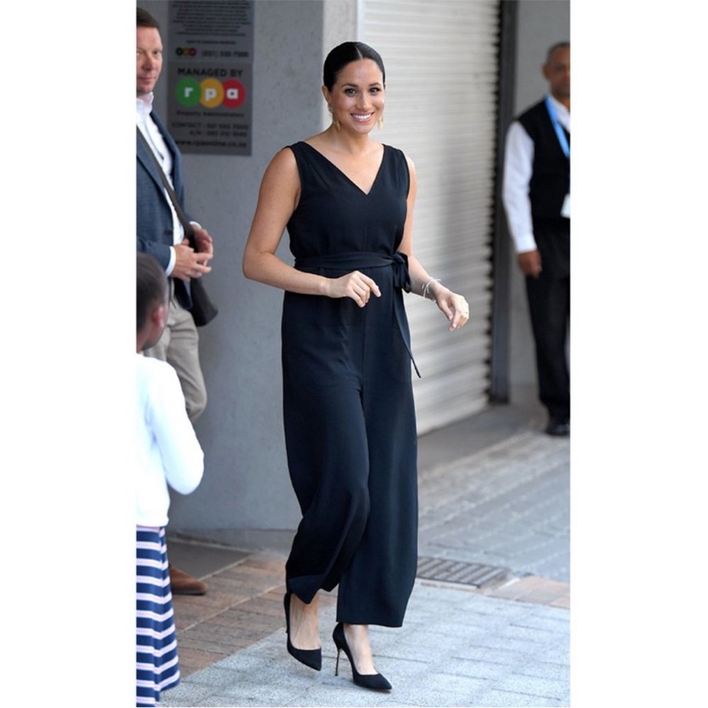Everlane Japanese GoWeave Jumpsuit Black Sleeveless WideLeg ASO Megan Markle Sz2